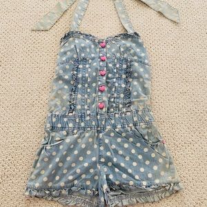 Denim one-piece jump suits